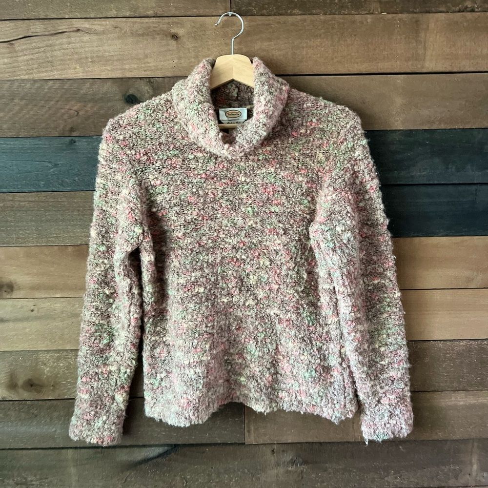 Talbots Wool Mohair Blend Turtleneck Sweater  Multicolor Knit Made In Italy - Picture 9 of 11